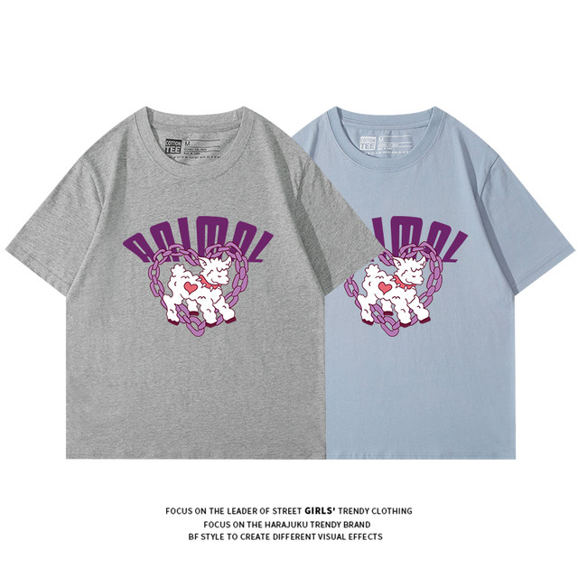 Pure cotton printed short-sleeved T-shirt for women loose summer