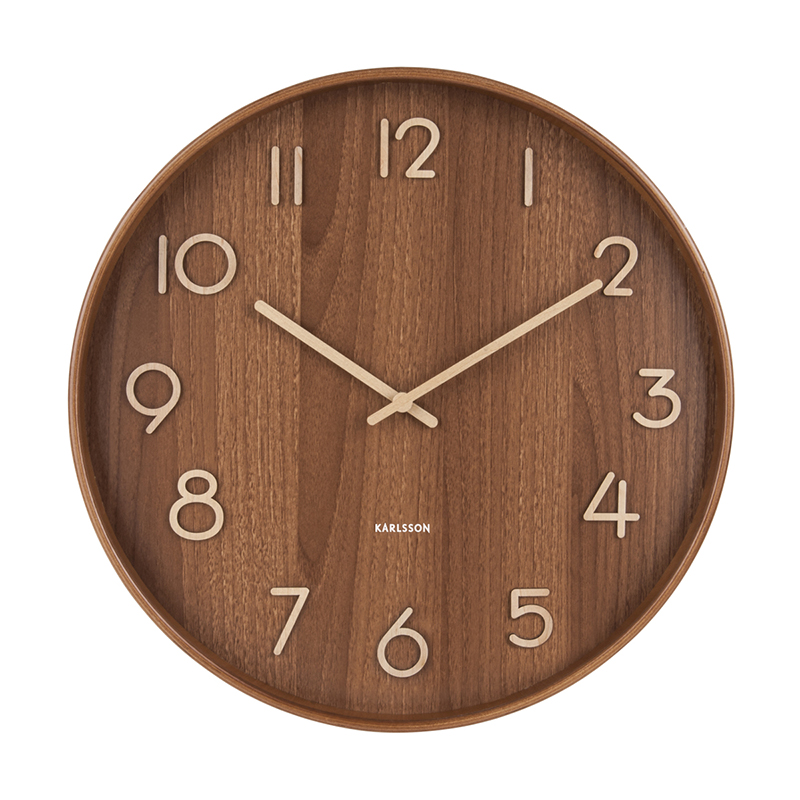 荷兰KARLSSON木质Pure挂钟样板房新中式现代客厅时尚进口数字钟表-图3