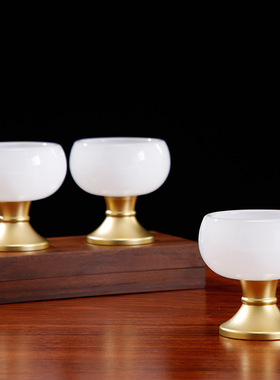 佛堂贡酒杯自在云高级贵重汉白玉