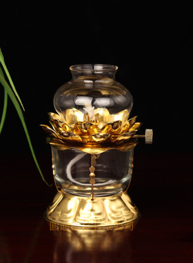 自在云供佛莲花防风可调长明灯