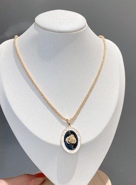韩国新款复古黑金玫瑰吊坠女