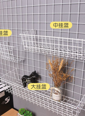 铁丝网格置物架收纳篮网片挂篮托盘泡面货架超市置物篮铁艺照片墙