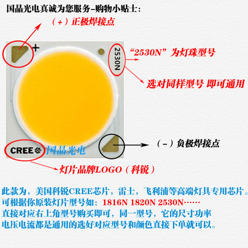 cree科锐cob灯珠CXA1304/1507/1512/1816/1820N2520大功率led灯珠 - 图1