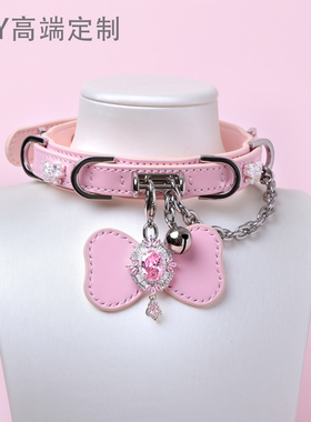 【BAY高端定制】蝴蝶结钻石项圈骨头puppy女颈带K9定制choker