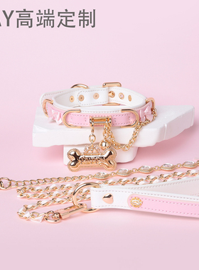 【BAY高端定制】蝴蝶结牛皮项圈小狗puppy女颈带K9脖圈定制choker