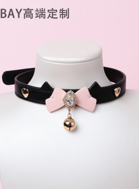 【BAY高端定制】蝴蝶结牛皮钻石puppy女项圈K9定制choker