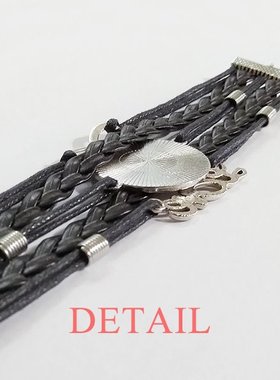 迷人风动物艺术黑色永恒皮革手链