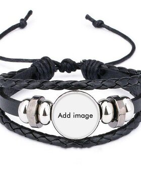 仙人掌盆栽皮革礼品编制手链