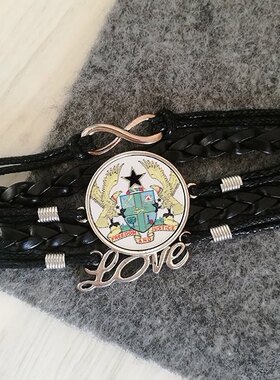 文字黑色永恒礼品皮革手链