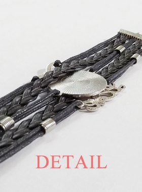 马尔代夫国旗黑色永恒皮革手链