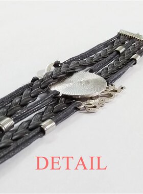 厄瓜多尔国徽黑色永恒皮革手链