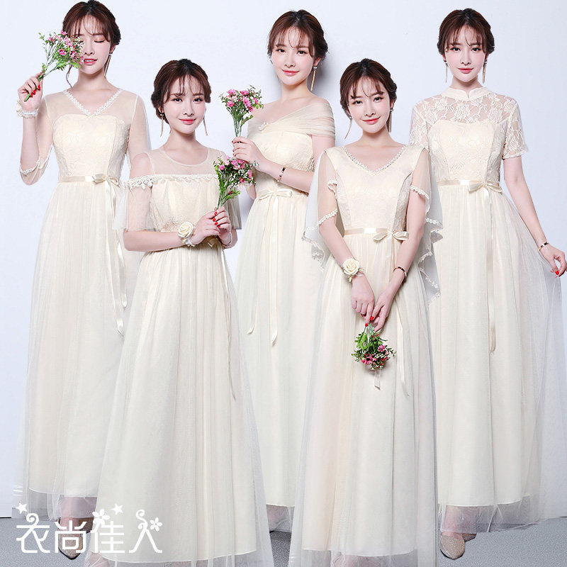 伴娘服女长款2021新款春韩版灰色伴娘裙子晚礼服姐妹团显瘦婚礼服_虎窝淘