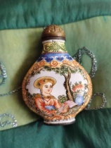 The Enamel Colored Ladys Painted Snuff and Snuff Pot