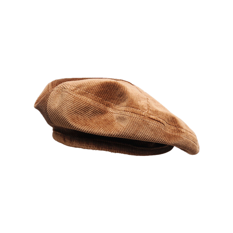 YEZI OD 原创设计杨英格同款咖棕色灯芯绒贝雷帽美拉德复古男女帽