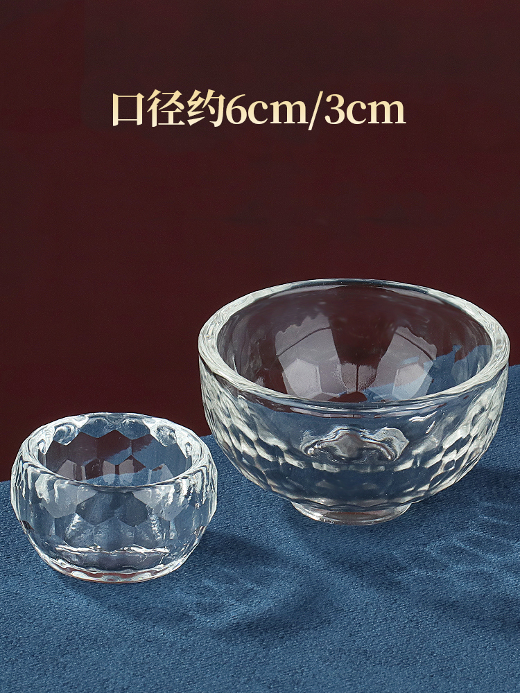 透明加厚水晶供水碗供杯玻璃供碗七供八供家用摆件供水杯口径多款 - 图0