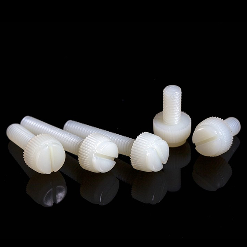 QD尼龙开槽滚花螺丝钉PA66塑料一字手拧滚花螺钉螺杆螺栓M3M4M5M6 - 图2