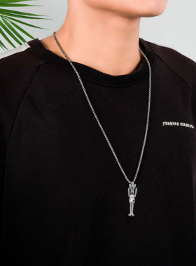 2025秋冬新款绅士兔钛钢项链  四肢可活动个性趣味解压长款毛衣链