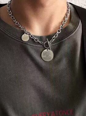 钛钢项链卫衣毛衣链男士潮牌百搭小众设计感痞帅配饰几何项链