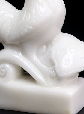 天然白玉鸡祥如意摆件