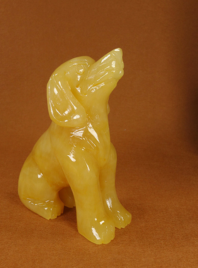 天然黄玉狗摆件大狼狗生肖狗吉祥