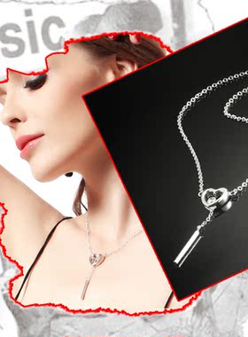 镀银韩版锆石心形甜美风流苏项链