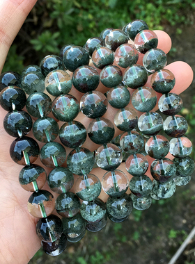 天然巴西绿幽灵水晶情侣手链