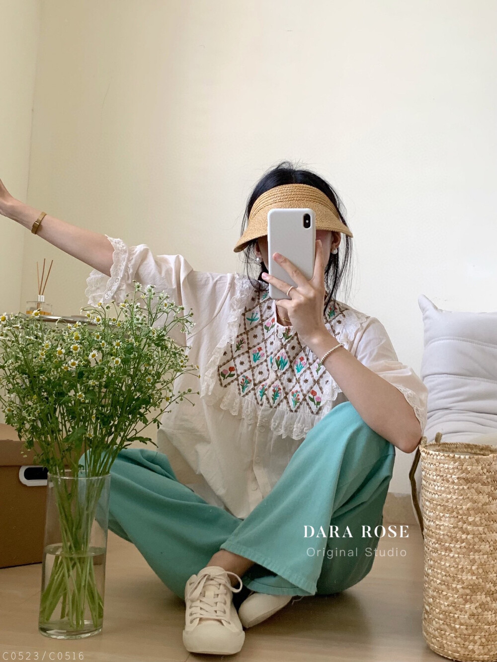 DARA ROSE重工异域风五分袖刺绣蕾丝花边衬衫女夏季新款小衫上衣