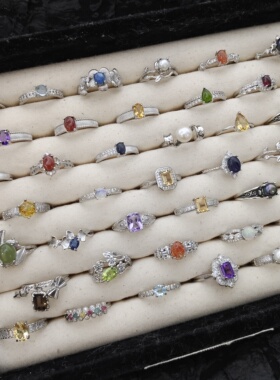 地脉拾光｜天然水晶戒指钛钢托不掉色彩宝合集紫水晶石榴石黄水晶