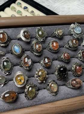 地脉拾光丨幽灵水晶戒指女复古新中式孤品白铜绿幽灵孤品5.28