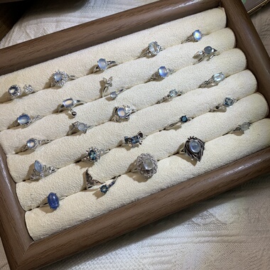 地脉拾光｜蓝色系天然水晶戒指海蓝宝蓝晶石蓝托帕女款可调节时尚