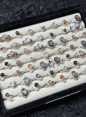 地脉拾光｜天然水晶幽灵戒指合理钛钢白铜不掉色托一物一图孤品