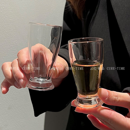 小酒杯子玻璃小蛮腰ins风高颜值厚底白酒杯一口杯啤酒杯迷你小杯 - 图0
