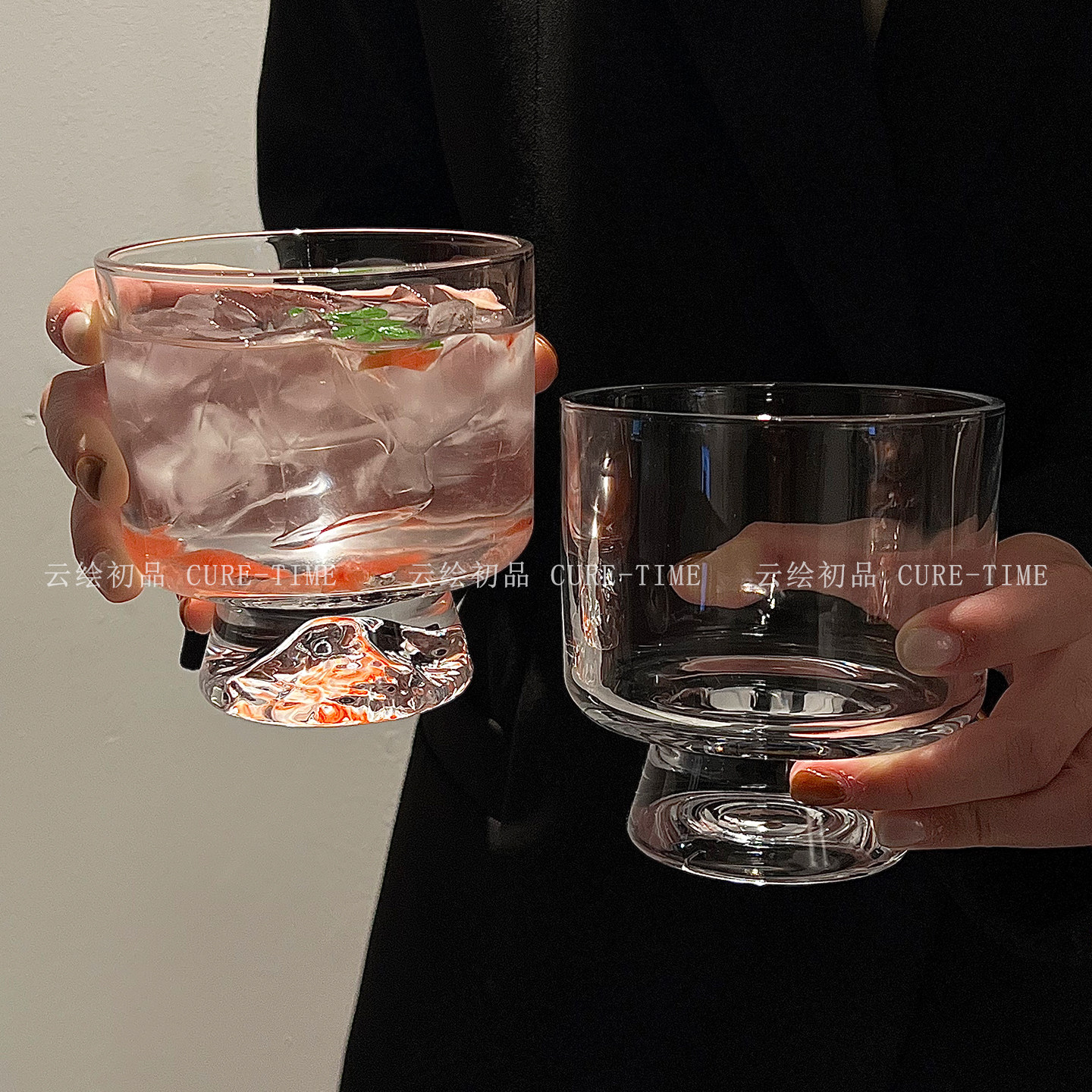 中古观山底透明玻璃矮脚杯小众高颜值威士忌酒杯洋酒杯冷饮咖啡杯,淘宝优惠券,粉丝福利购,淘宝优惠卷