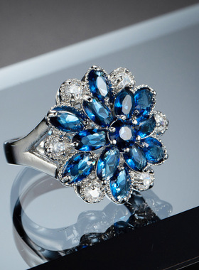 跨境速卖通热销饰品时尚多层花朵形首饰欧美流行手饰宝蓝锆石