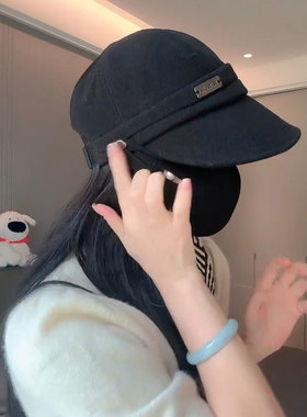 可挂口罩鸭舌帽女秋冬百搭渔夫帽