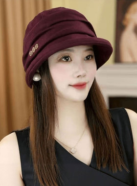 显脸小渔夫帽女秋冬百搭气质盆帽