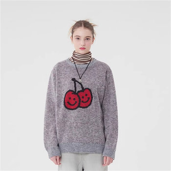kirsh ໃຫຍ່ cherry ດູໃບໄມ້ລົ່ນແລະລະດູຫນາວໃຫມ່ trendy sweater ອົບອຸ່ນຂອງແມ່ຍິງແບບສະບາຍສະບາຍແບບສະບາຍໆແບບສວມໃສ່ເສື້ອ sweater ແບບເກົາຫຼີ