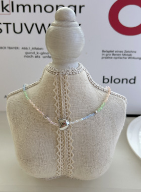 韩国进口新款时尚百搭气质简约项链彩色爱心吊坠