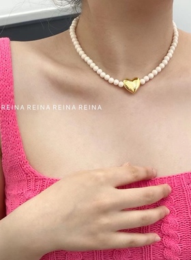 韩国东大门reina新款黑色串珠