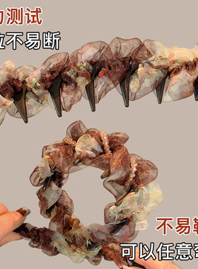 韩版网纱高颅顶发箍女2026新款感日常外戴压带齿发卡头箍发饰