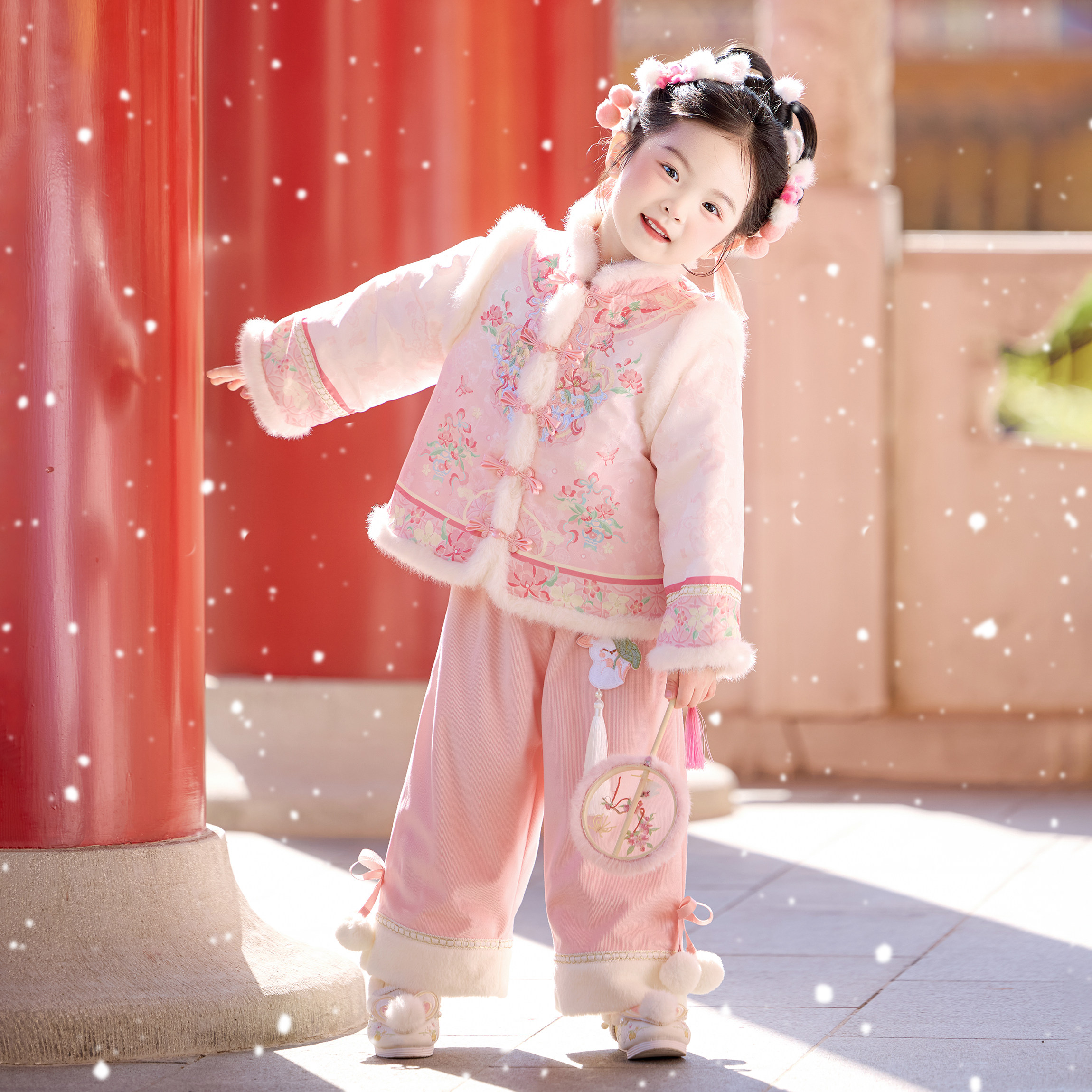 汉服女童2025冬款儿童新中式国风加绒裤子套装小女孩仙气拜年服,淘宝优惠券,粉丝福利购,淘宝优惠卷