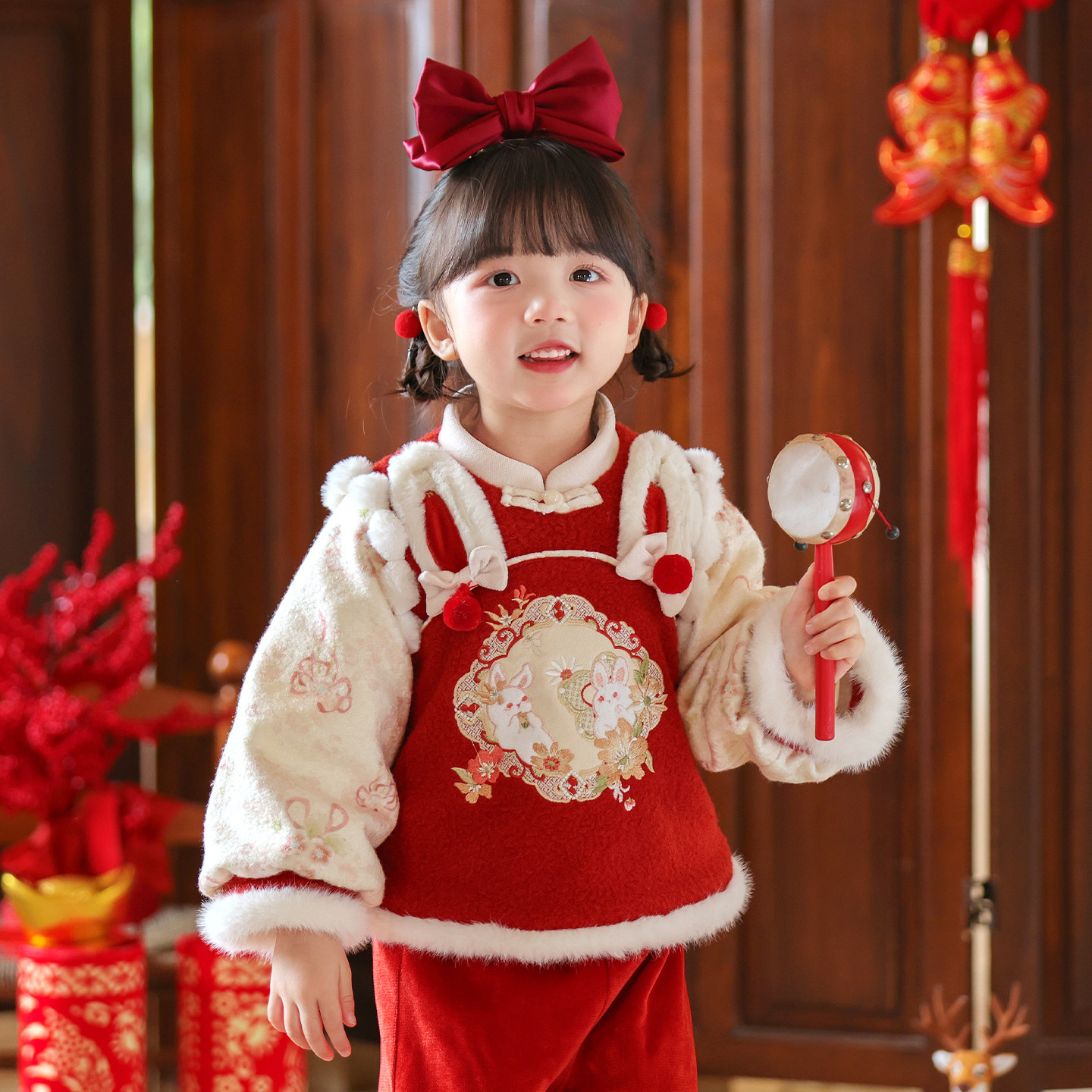 汉服女童2025冬款儿童新中式国风仙气加绒裤子套装女孩仙气拜年服,淘宝优惠券,粉丝福利购,淘宝优惠卷