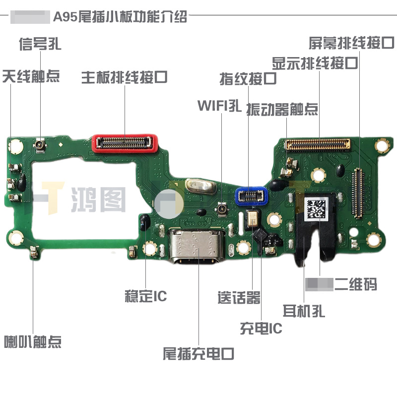 适用于OPPO A95尾插小板充电口送话器耳机孔小板主板显示排线模块 - 图3