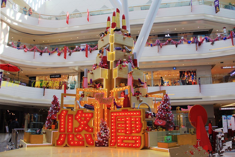 圣诞装饰礼盒树发光礼盒钢架内部结构装饰摆件大厅互动商业美陈 - 图0