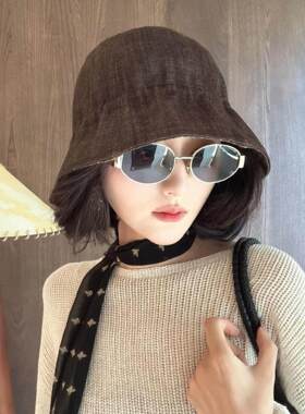 古碎花双面戴牛仔帽子文艺盆帽