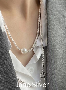 925银女OT扣贝珠项链百搭随意