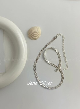 通体s925银时尚蛇骨项链女