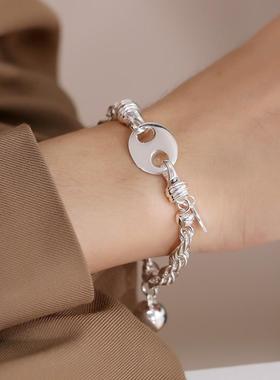 圆球手链925银麻花编织韩版女