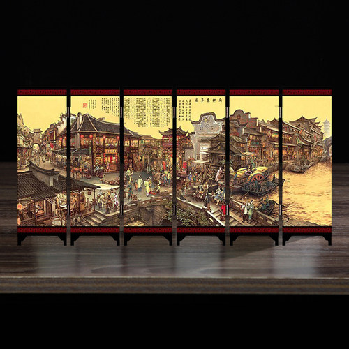 仿古屏风 金陵十二钗中国风特色漆画工艺品摆件 出国送老外礼品 - 图1