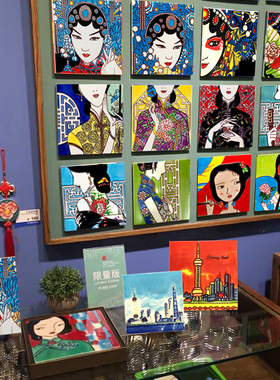 手绘陶瓷无框画中式外事礼品摆件